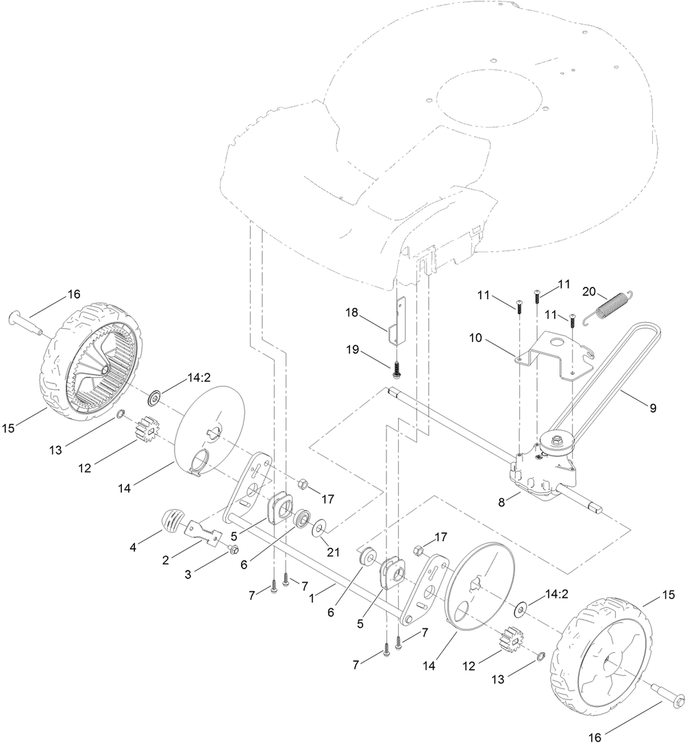 Front Wheel Assembly Diagram and Parts List for 17739 406000000 - 999999999 Lawn Boy Lawn Mower